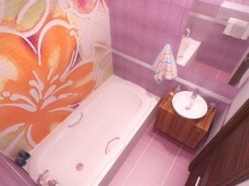 Fialová koupelna: foto, design, příklady designu
