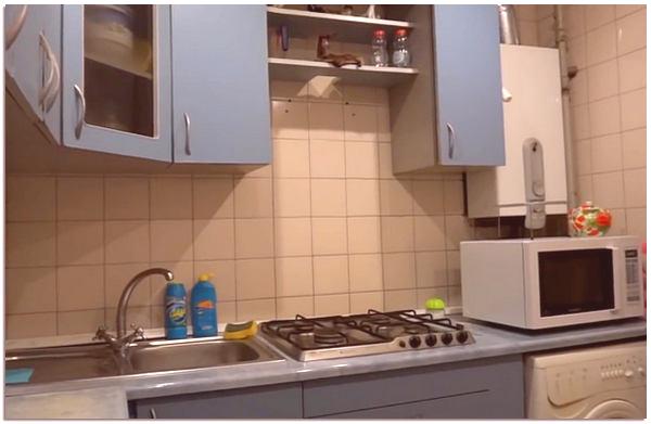 Kuhinjski dizajn u Hruščovu s plinskim stupom: opcije za postavljanje plinskih uređaja
