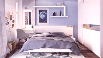 Спалня в сини тонове - оригинални интериорни идеи, възможна комбинация от цветове в дизайна с снимка