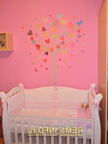 Декориране на стената в детската стая: пример с снимка