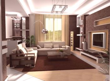 Stropní design v obývacím pokoji: Foto