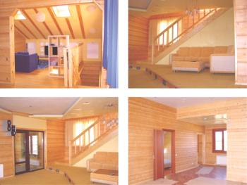 Къщи от залепен дървен материал: вътрешна украса и нейни характеристики