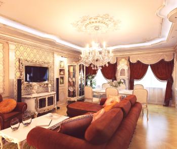 Nábytek v obývacím pokoji v klasickém stylu