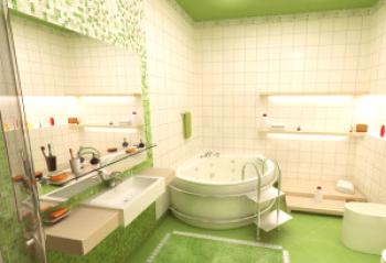 Zelená koupelna - foto, vybereme instalatérství a nábytek