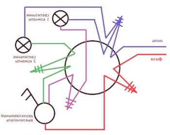 Схема на свързване на два превключвателя към две електрически крушки: монтаж