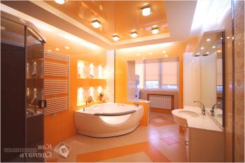 Дизайн на опънати тавани в банята - избор на дизайн (+ снимка)