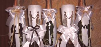 Как да декорирате сватбени чаши със собствените си ръце