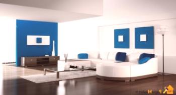 Moderni interijer u plavom s novim pristupima